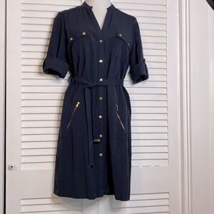 Zac & Rachel safari shirt dress gold snaps